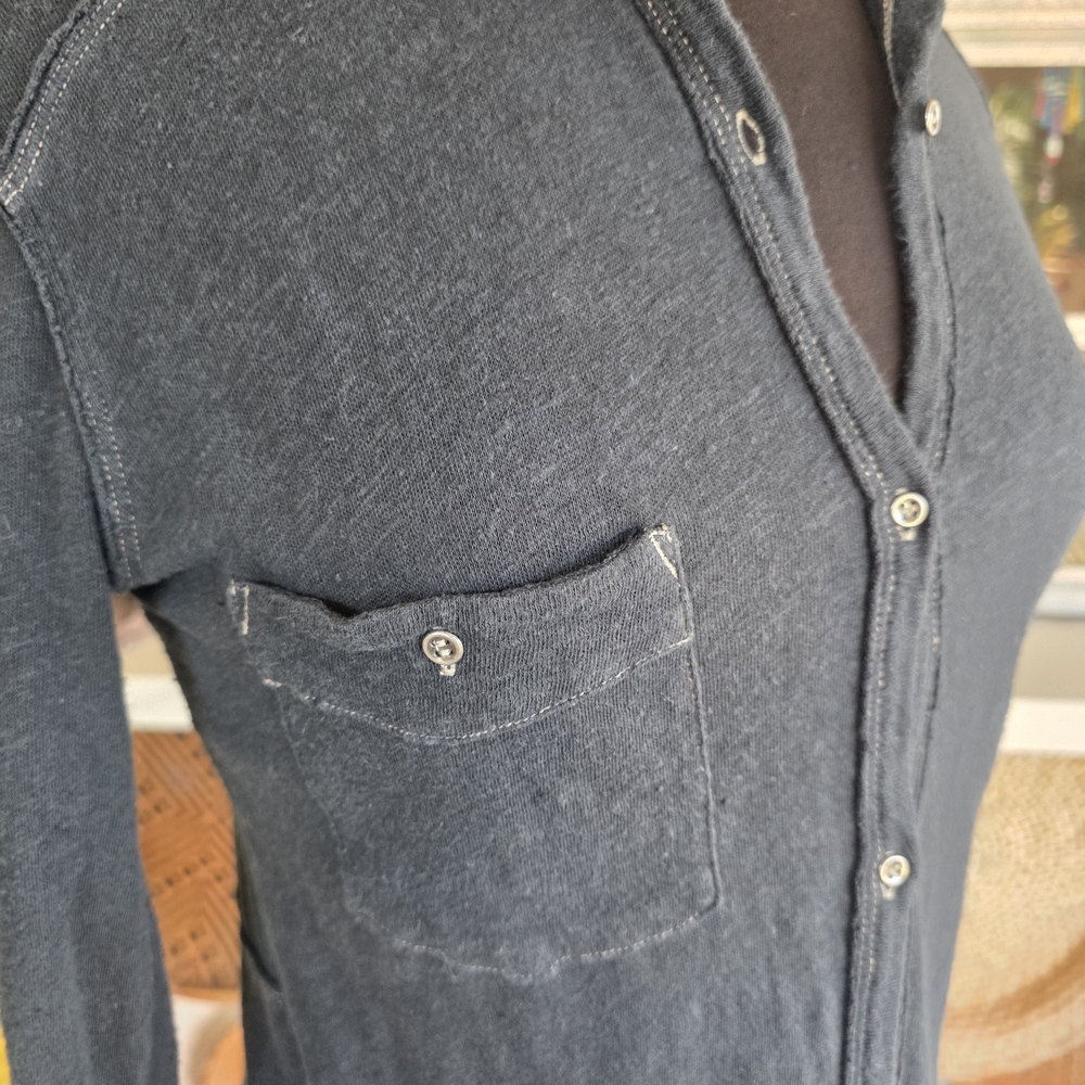 Free People Navy Blue Button-Down Shirt - Picture 7 of 16